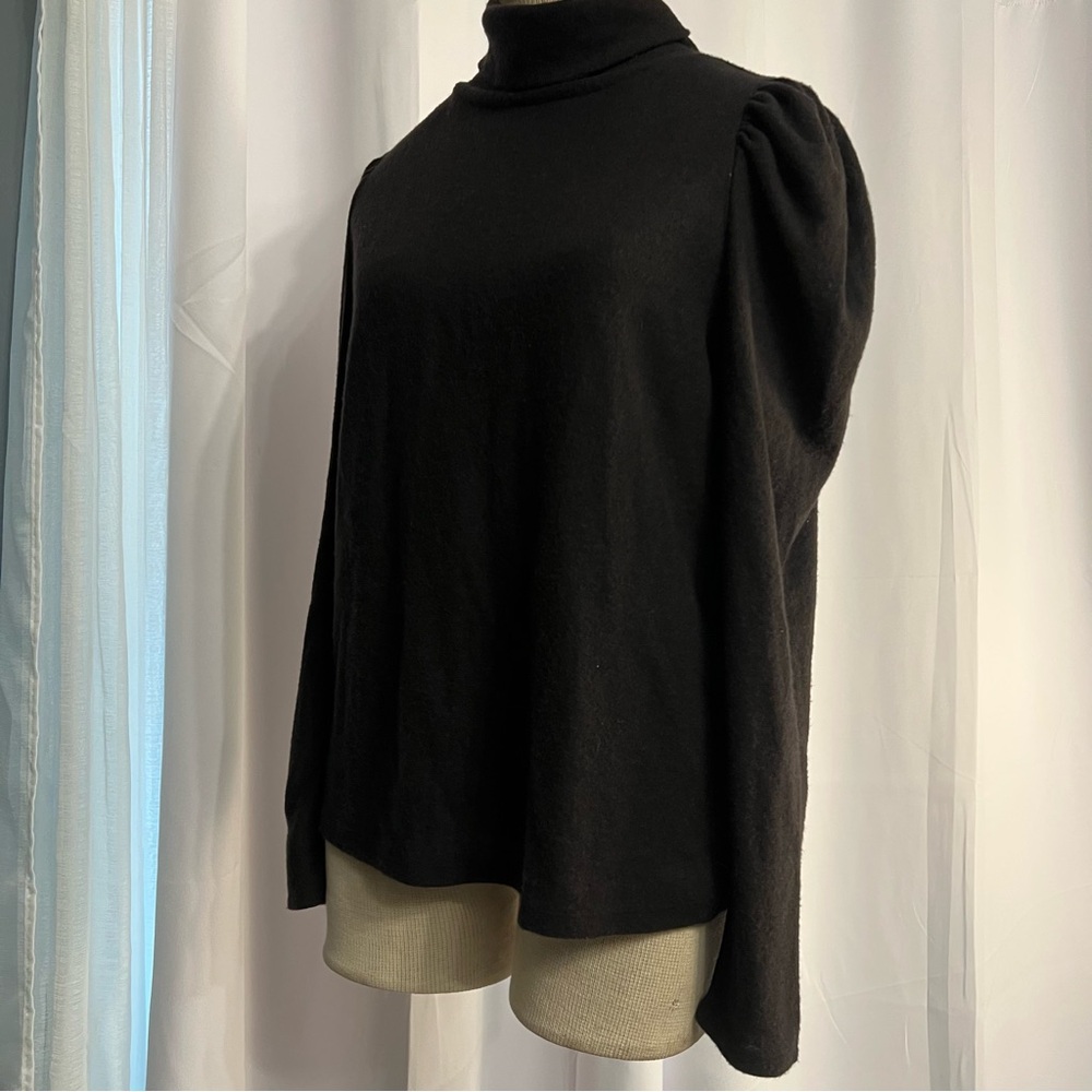 a.n.a Black Turtleneck Sweater with Puff Shoulders